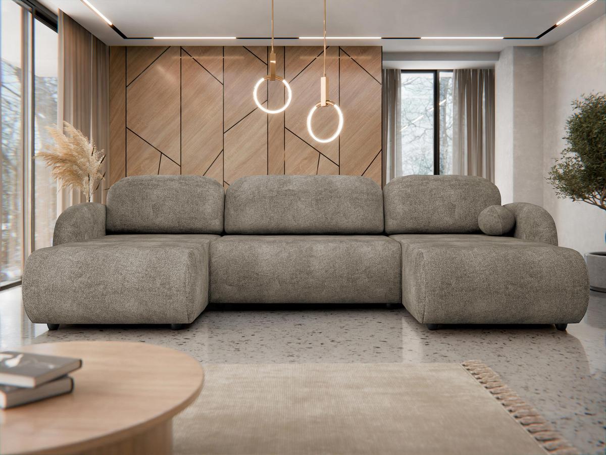 WOHNLANDSCHAFT Dream U - Hellbraun/Schwarz, Holz/Kunststoff (318/88/160cm) - MIRJAN24