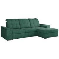 ECKSOFA MADRITO L - Grün Struktur - Rechts - Silberfarben/Grün, Textil/Metall (256/160cm)
