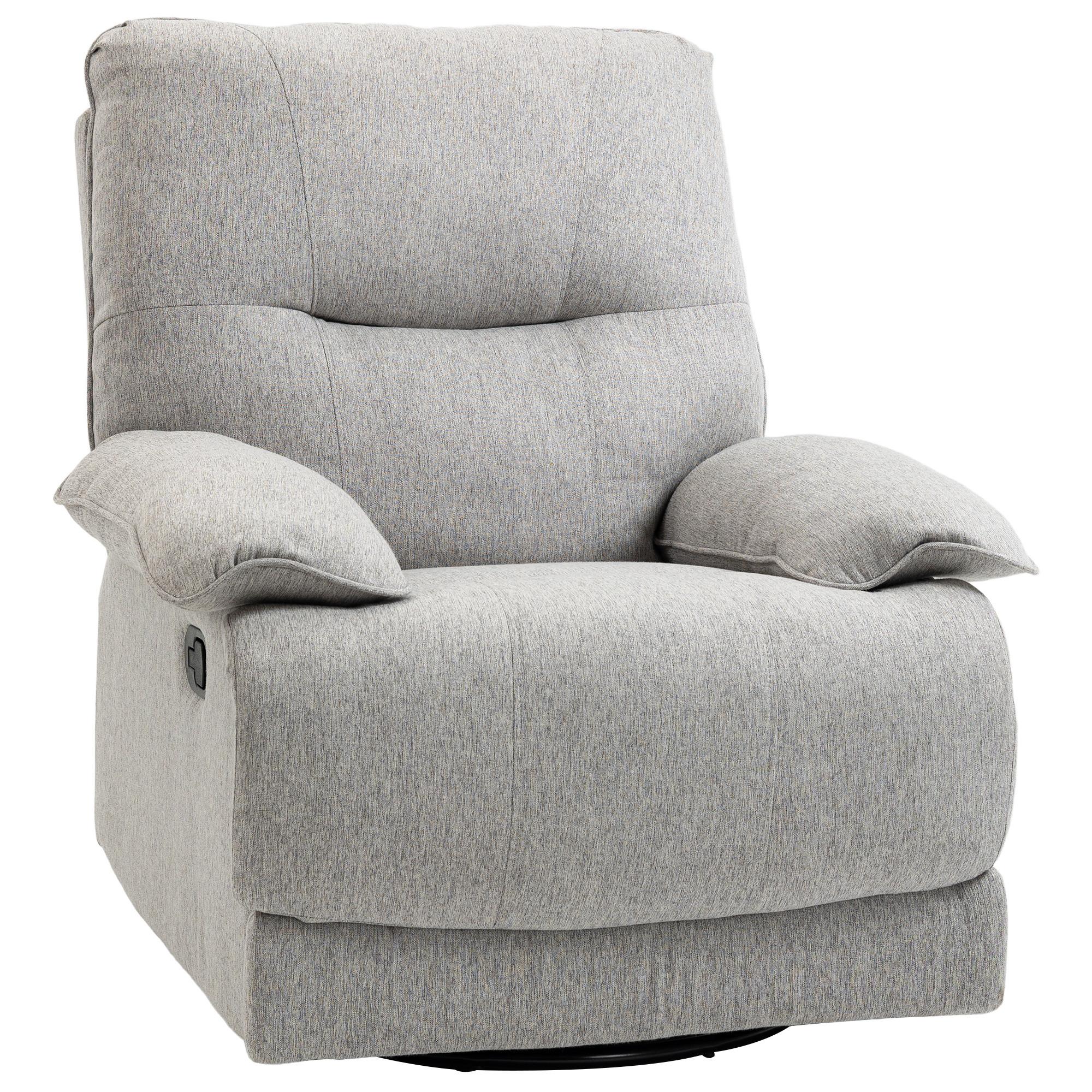 RELAXSESSEL Fernsehsessel mit Liegefunktion, Leinenoptik, bis 160 kg, Hellgrau - Hellgrau, Textil (98/101/89cm) - HOMCOM