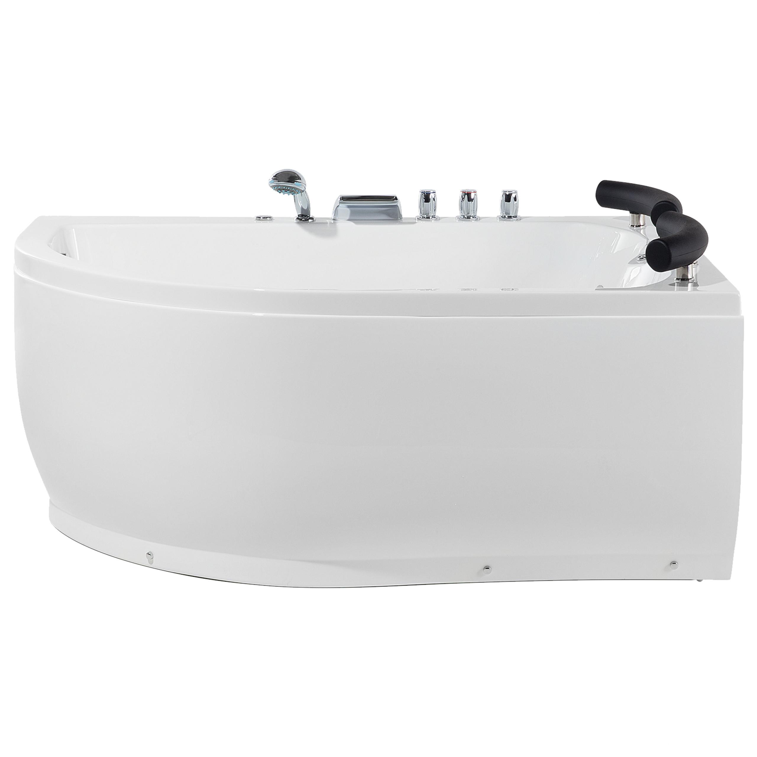 WHIRLPOOL-BADEWANNE mit LED 113x160x63 cm weiß Paradiso - Weiß, Kunststoff (113/63/160cm) - Beliani