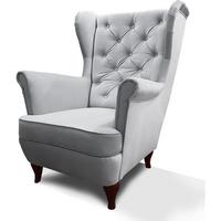 CHESTERFIELD-SESSEL Falco hellgrau mit Holzbeinen - Wengefarben/Hellgrau, Holz/Textil (82/102/92cm) - Beautysofa