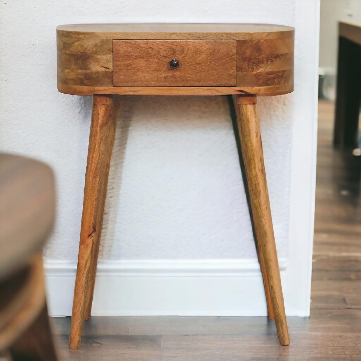 NACHTTISCH aus Massivholz, 1 Schublade, Nordische Beine, Beige - Messingfarben/Braun, Holz/Metall (60/78/30cm) - Artisan Furniture