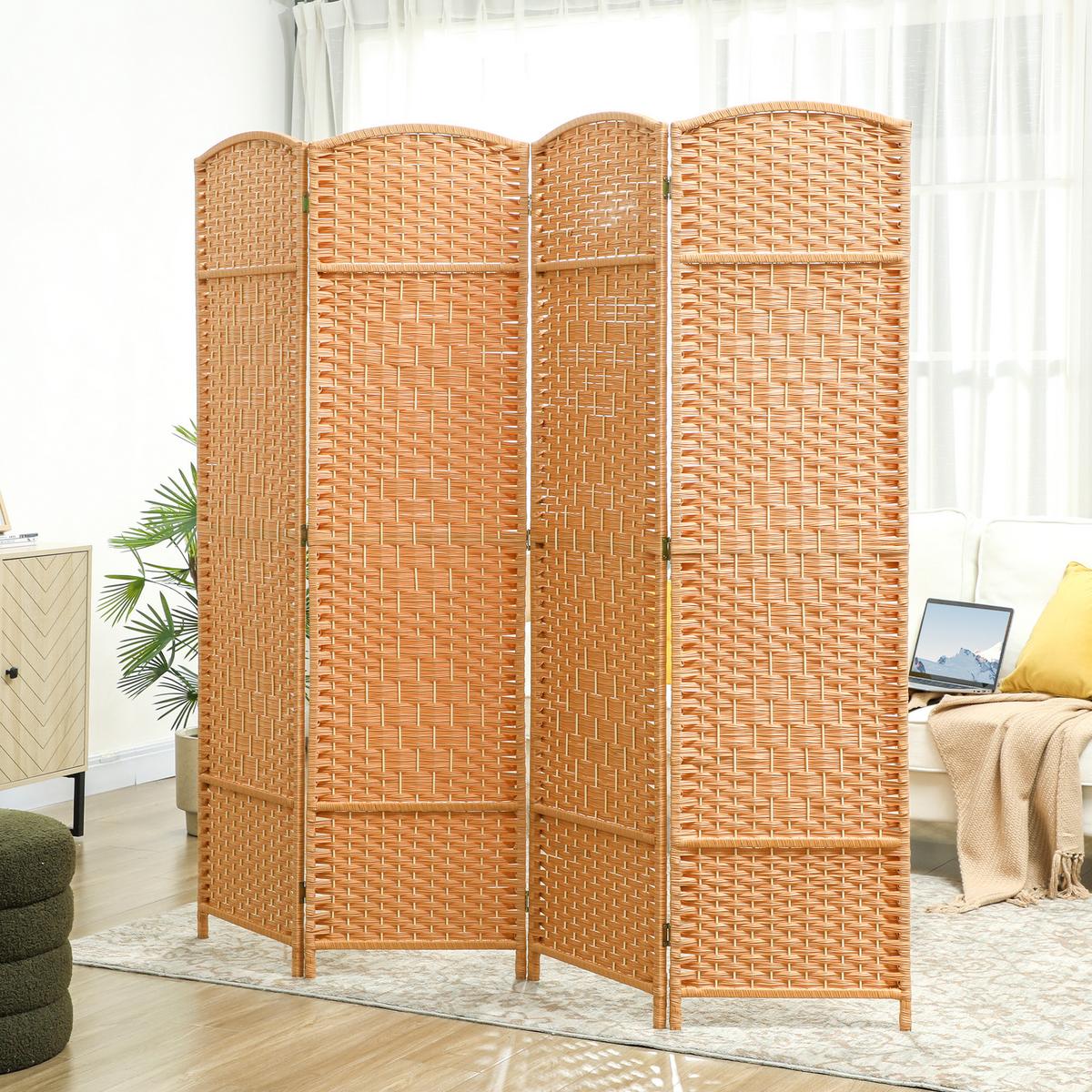 PARAVENT Polypropylen Kiefernholz Braun - Braun, Holz (1.7/180cm) - HOMCOM