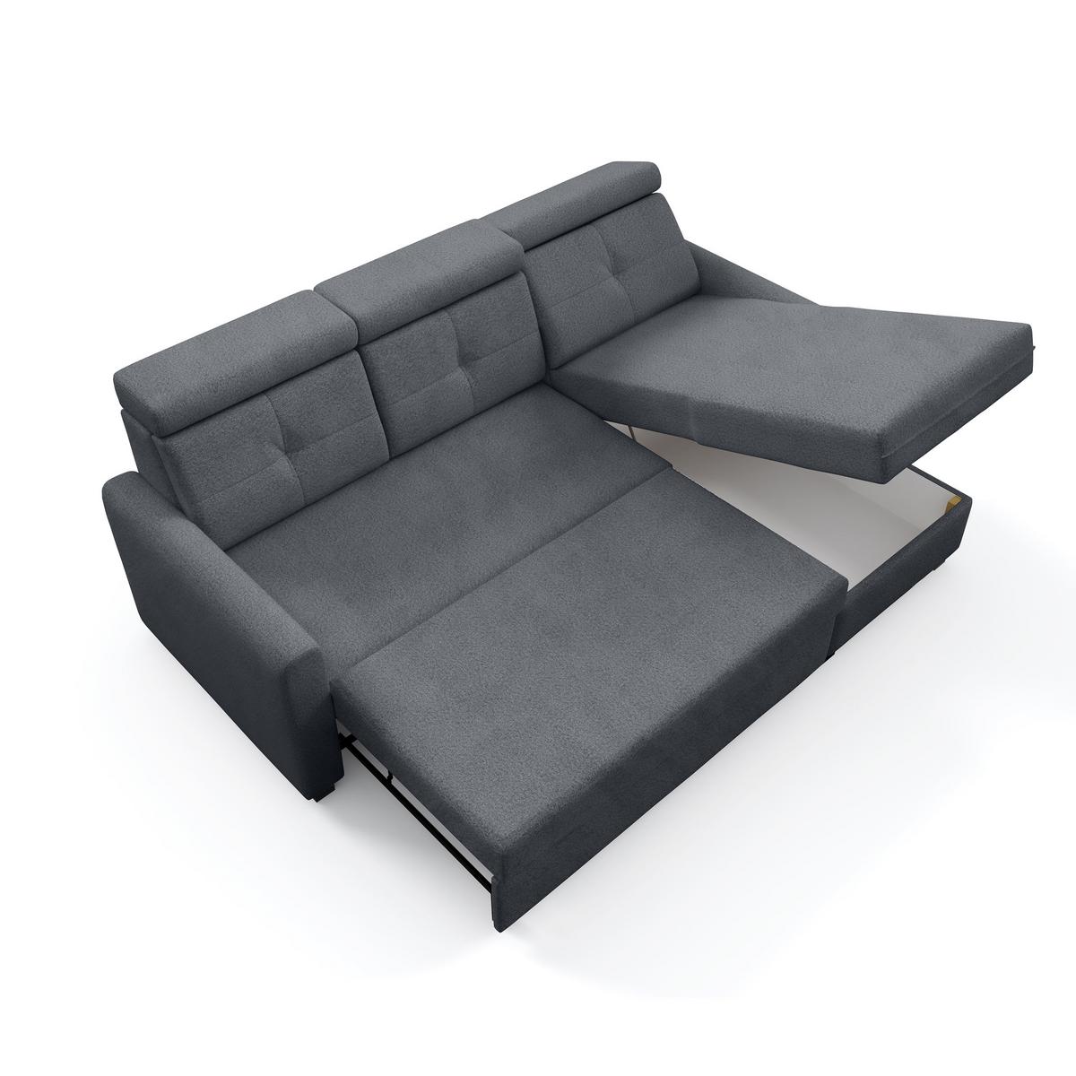 ECKSCHLAFSOFA Milano, Grau, rechts - Schwarz/Grau, Textil (217/166cm) - Beautysofa