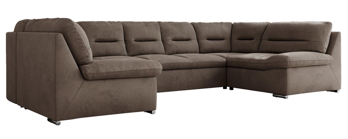 WOHNLANDSCHAFT COMODO U Braun Velvet - Silberfarben/Braun, Textil/Metall (340/93/206cm) - MKS