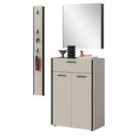 GARDEROBEN-SET 3-teilig Kaschmir 111 x 190 cm, Garderobenkombination mit Soft-Close - Kaschmir/Schwarz, Holzwerkstoff/Kunststoff (111/190/37cm) - Inn.Furn