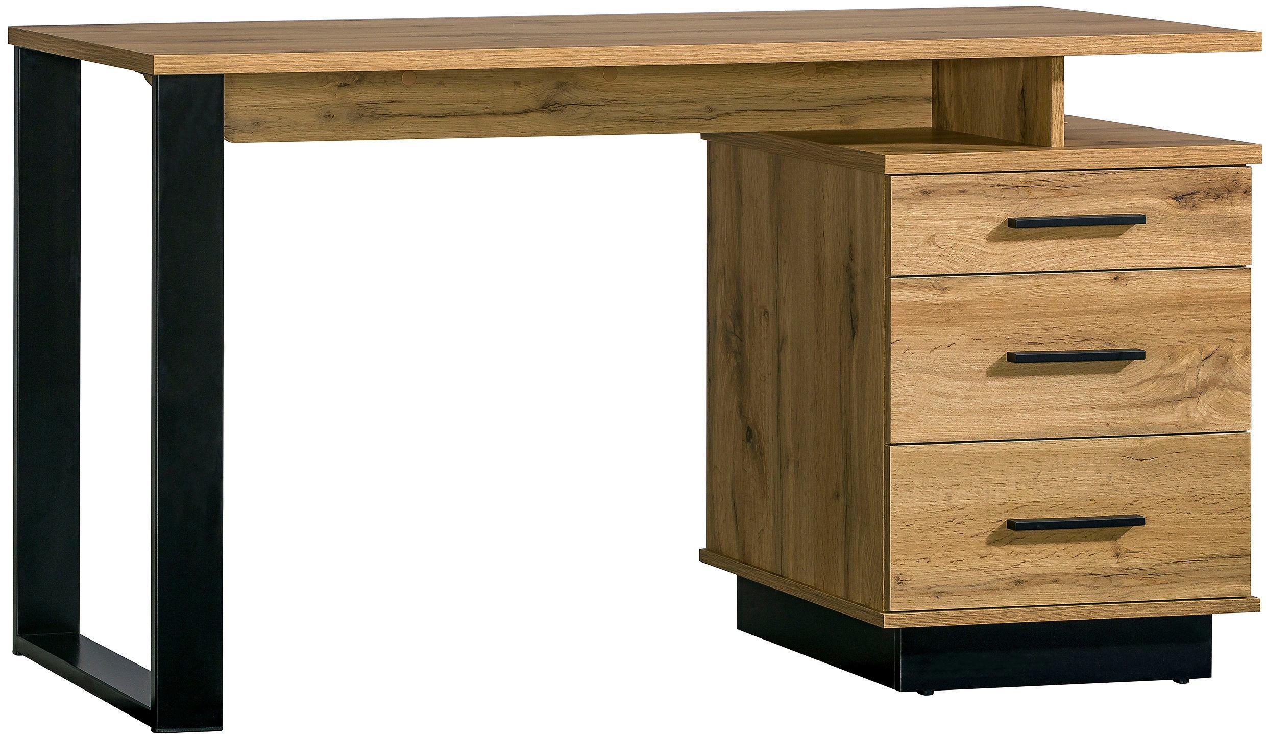 SCHREIBTISCH KIMA 135x56x74,9 cm Bürotisch Computertisch, Eiche Wotan - Eiche Wotan, Holzwerkstoff (56/135/74.9cm) - MASSENO