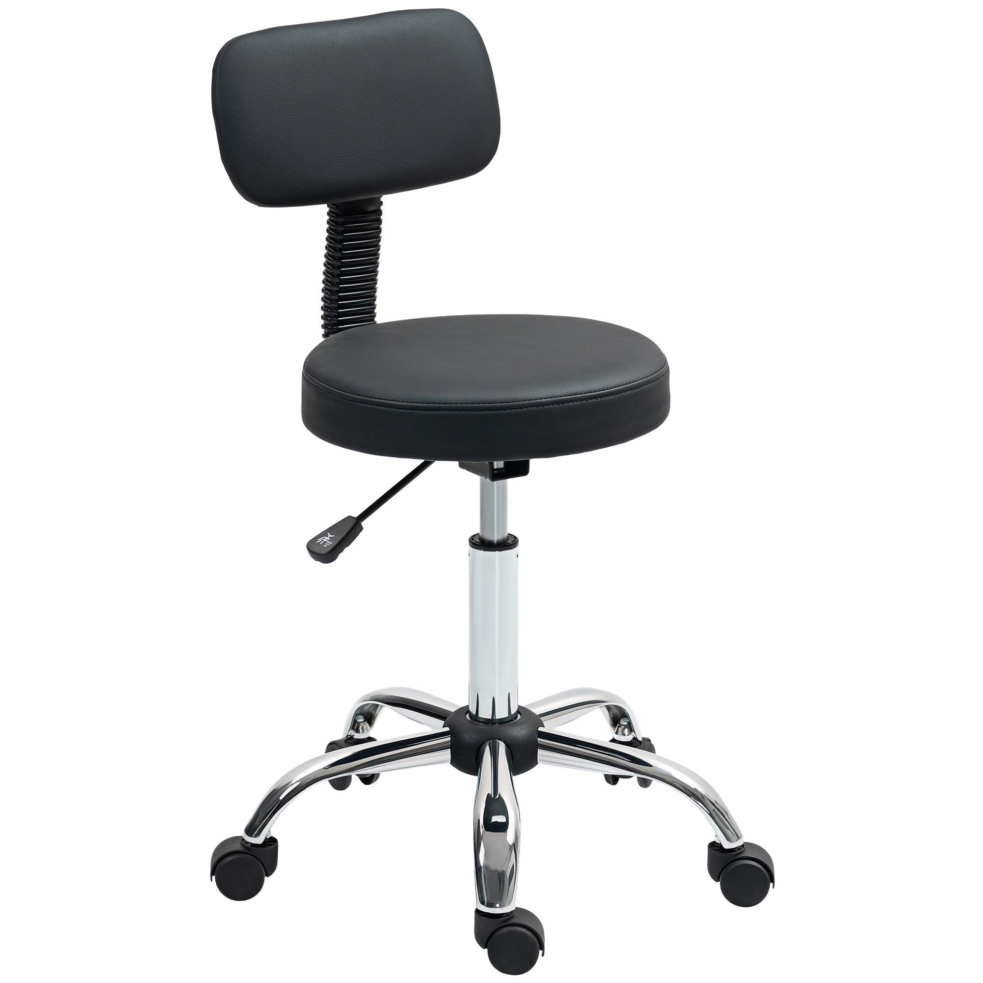 DREHHOCKER Kunstleder Schwarz - Silberfarben/Schwarz, Kunststoff/Metall (51/93/46cm) - HOMCOM