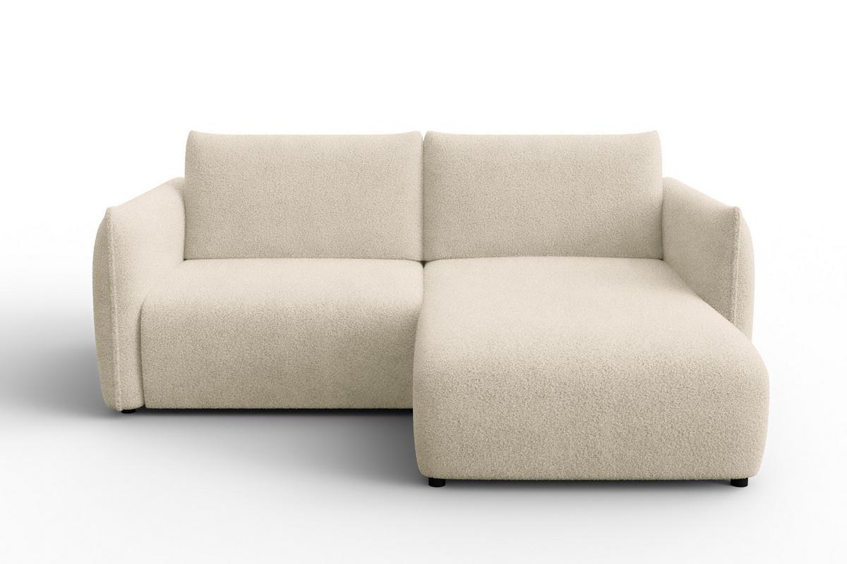 ECKSOFA TAUER 3-Sitzer RECHTS, Bouclé-Stoff ecru - Ecru/Schwarz, Holz/Textil (206/173cm) - Courtois Laville