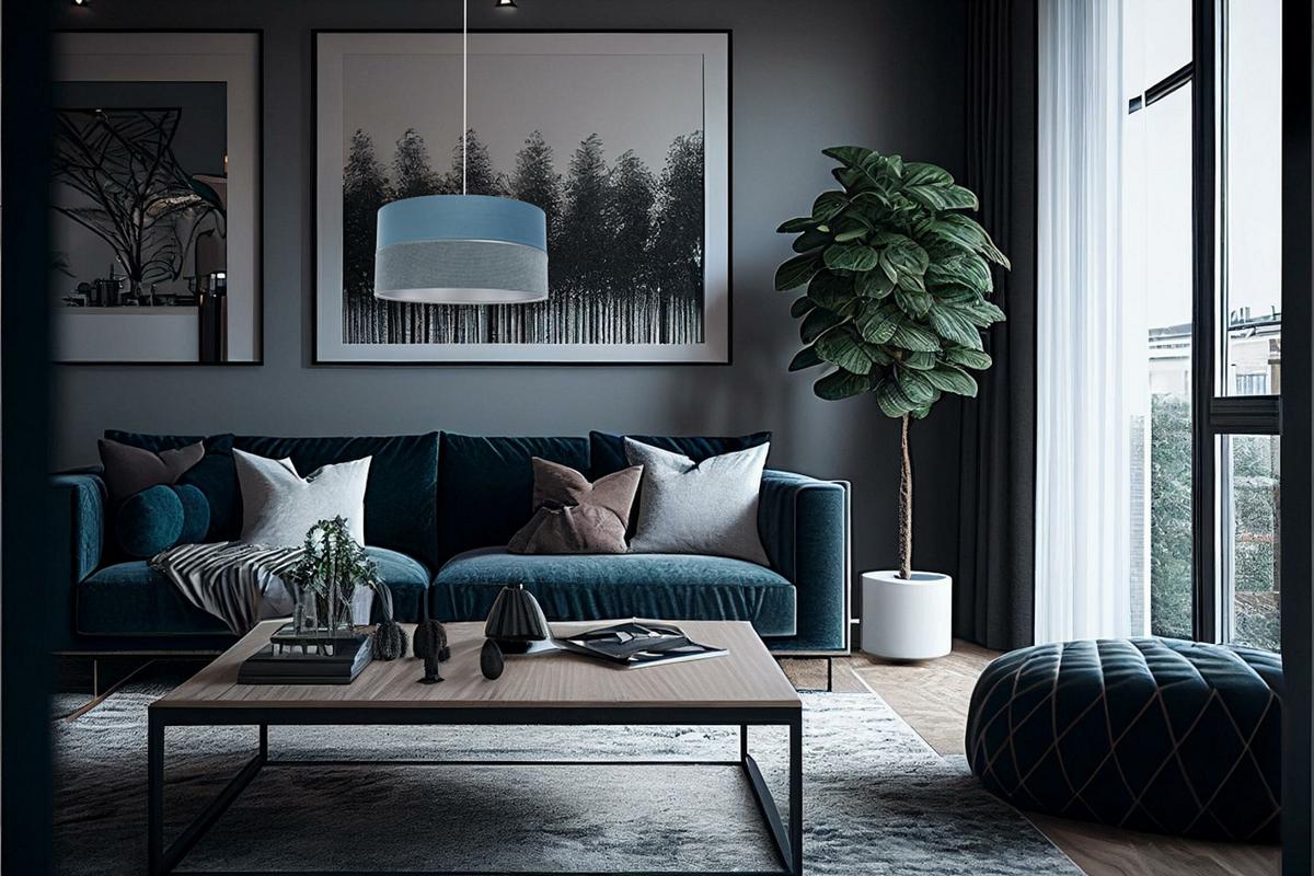 HÄNGELEUCHTE Blau 60/30 cm - Blau/Silberfarben, Kunststoff (60/1/30cm) - ONZENO