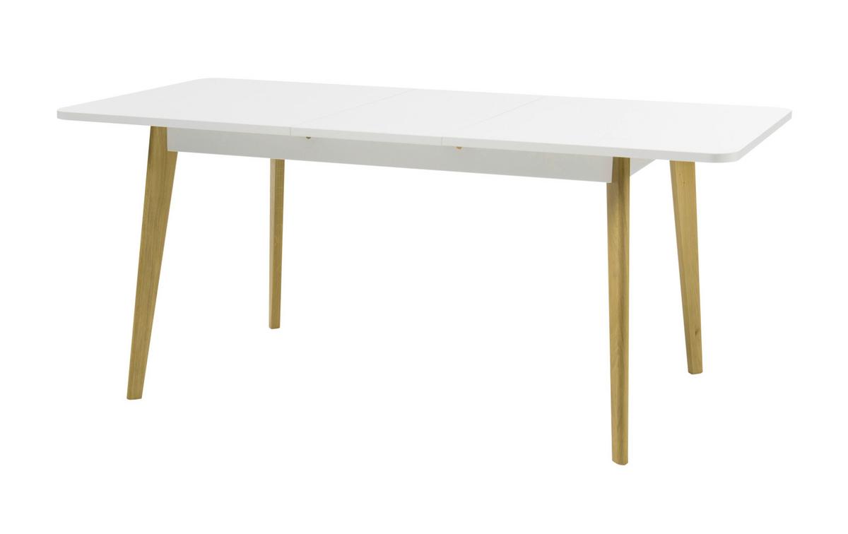 ESSTISCH weiß matt, Eiche, skandinavisch, Küchentisch ausziehbar 140 - 180 cm, - Eichefarben/Weiß, Holzwerkstoff (140/80/75cm) - Furn.Design