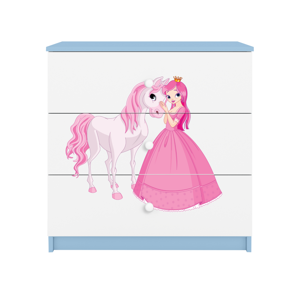 KOMMODE Babydreams Prinzessin Pferd 81/81/41 - Blau, Holzwerkstoff (81/81/41cm) - RAUMHIRSCH FURNITURE