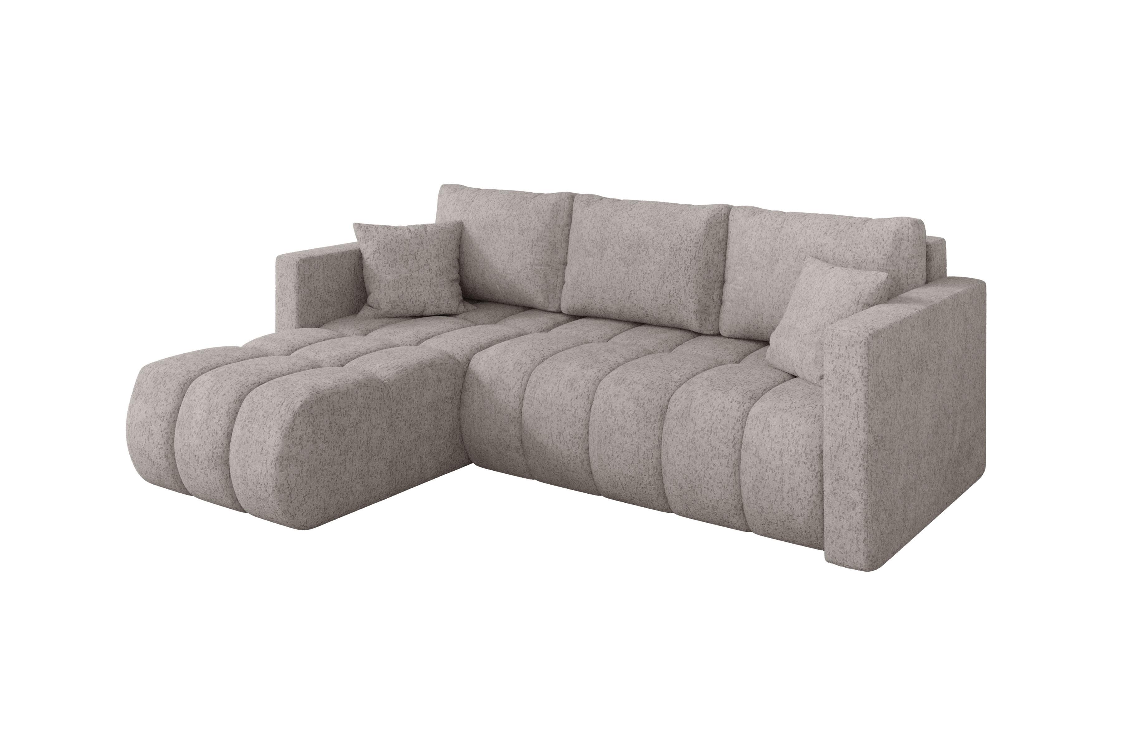 ECKSOFA mit Schlaffunktion Ottomane Links GARD-L 226x146x85 Hellgrau Velours - Hellgrau/Schwarz, Holzwerkstoff/Kunststoff (226/146cm) - ALTDECOR