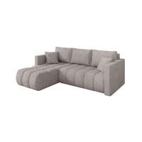 ECKSOFA mit Schlaffunktion Ottomane Links GARD-L 226x146x85 Hellgrau Velours - Hellgrau/Schwarz, Holzwerkstoff/Kunststoff (226/146cm) - ALTDECOR