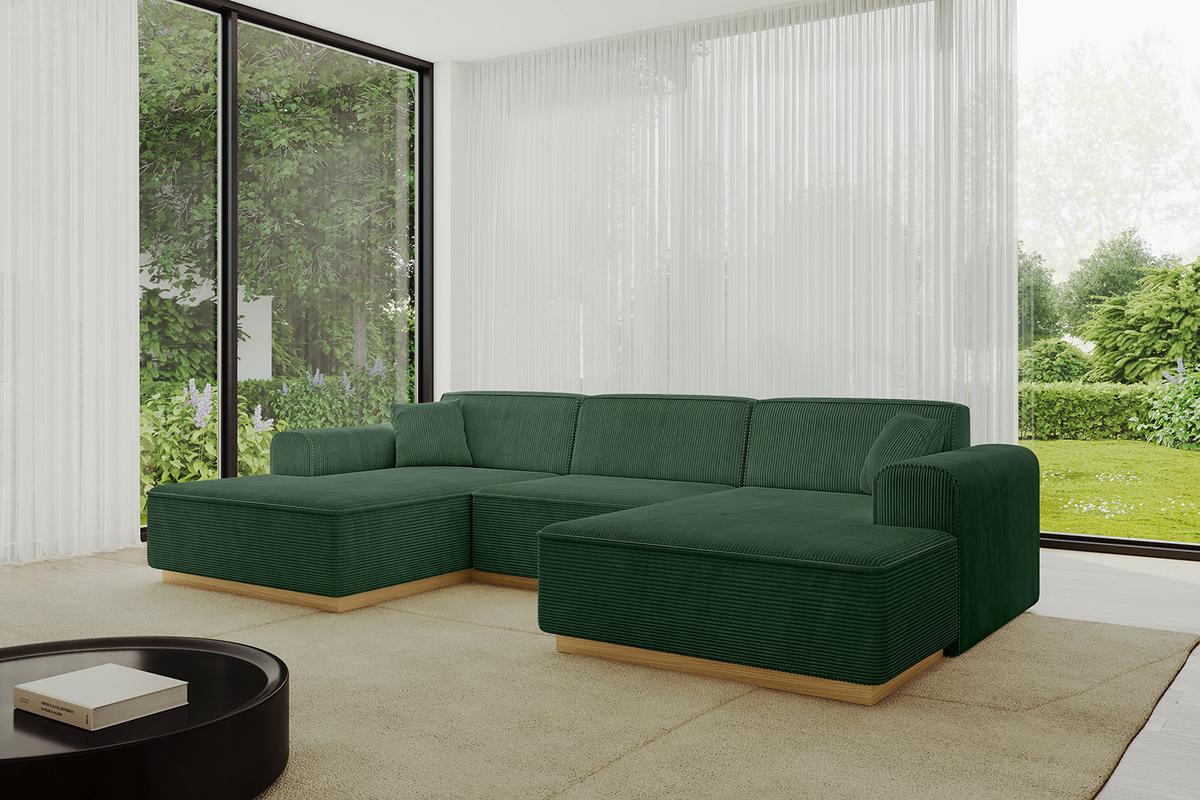 WOHNLANDSCHAFT IREA-U1-v2 - 301x165x80 cm Grün - Currygelb, Holzwerkstoff/Textil (301/80/165cm) - ALTDECOR