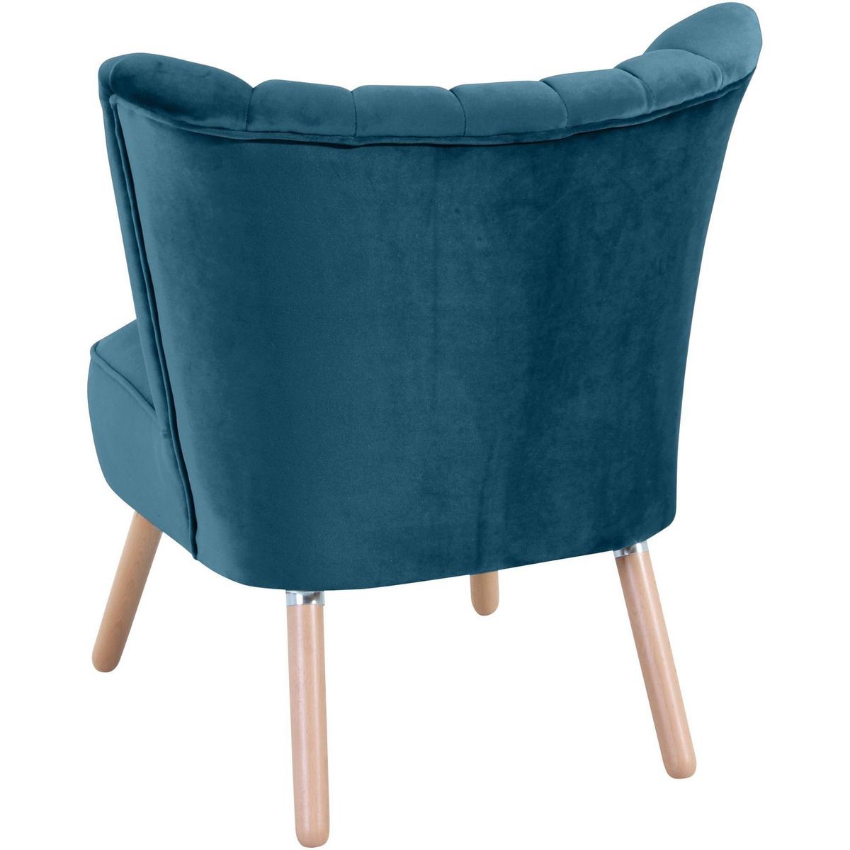 SESSEL Kadisha Bezug Samtvelours Buche natur / petrol - Buchefarben/Petrol, Kunststoff (70/80/66cm) - 58aufmkessel