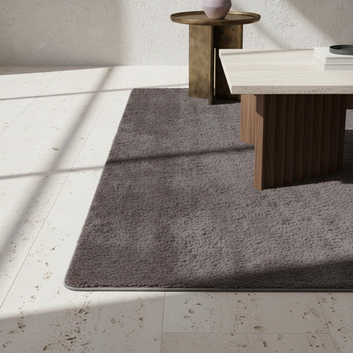 KURZFLORTEPPICH Waschbar ISAR, einfarbig, Grau, Ø 120 cm - Grau, Textil (120/120cm) - KADIMA DESIGN