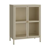 VITRINE Säkylä - Transparent/Beige, Glas/Metall (64/84/35cm) - [en.casa]