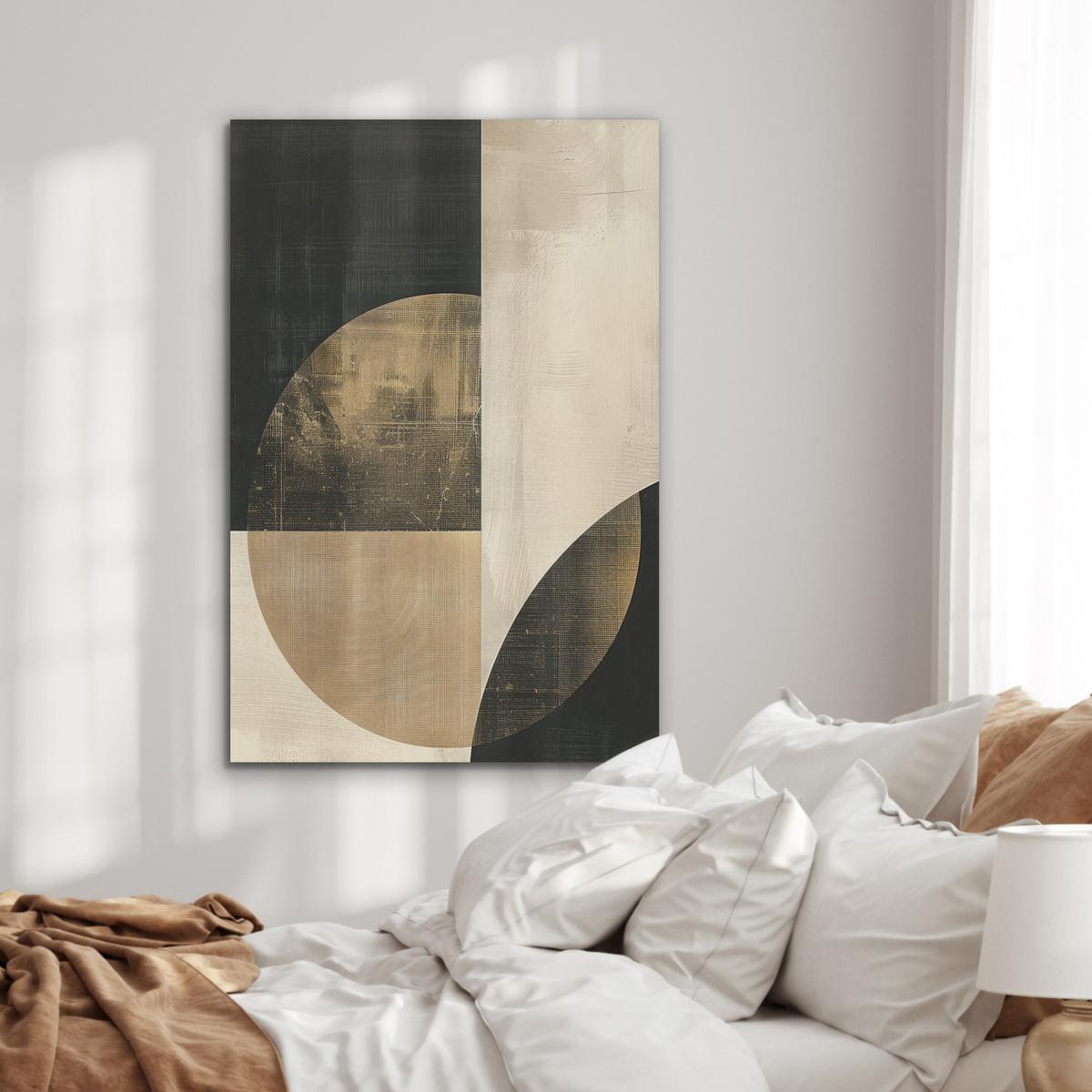 AKUSTIKBILD Abstrakt - Geometrische Formen - Schwarz - Gold Wanddeko 70x100 cm - Ecru, Kunststoff (70/100/0.9cm) - MuchoWow