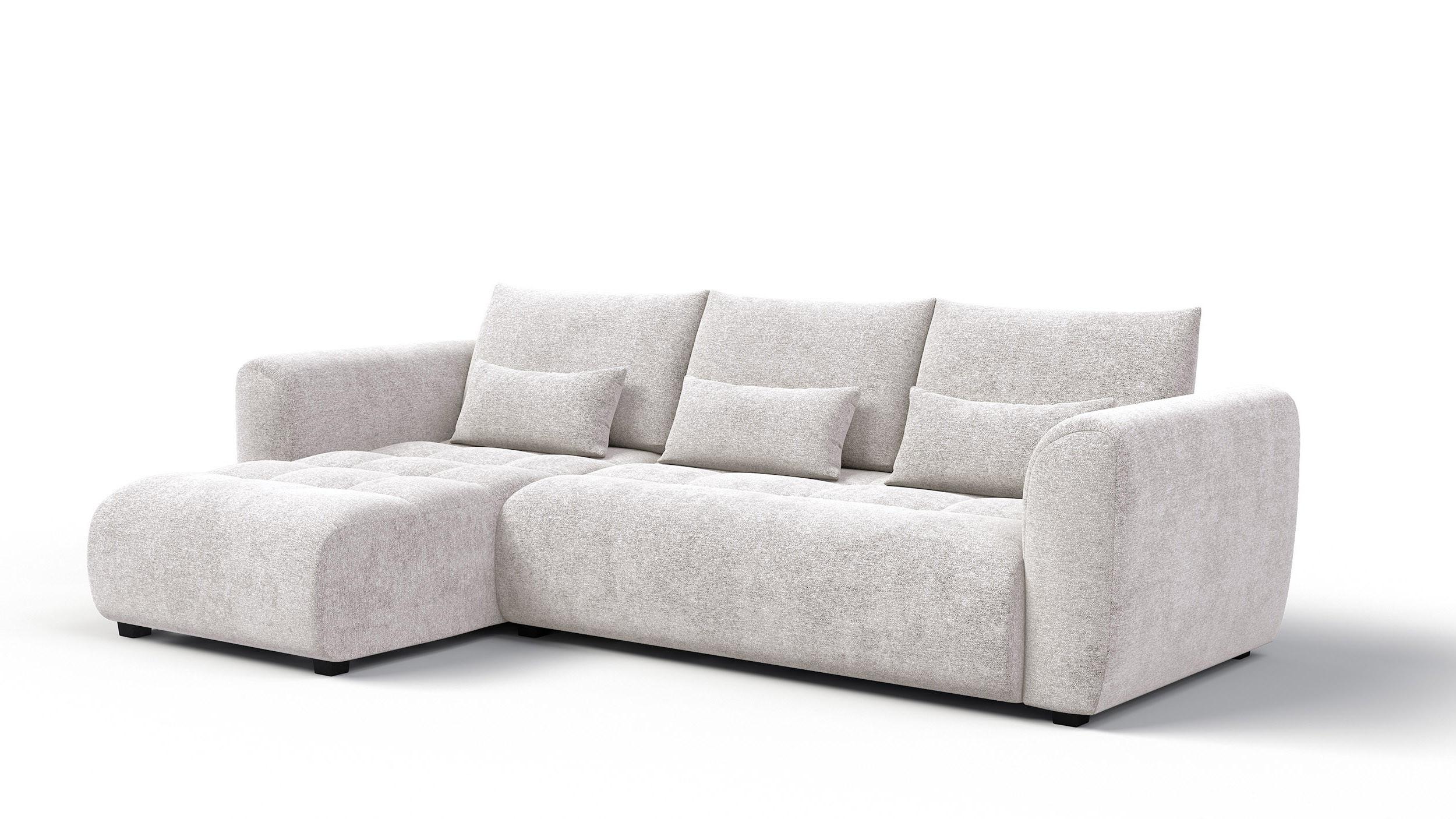 ECKSOFA SORENO 4-Sitzer, ecru - Ecru/Schwarz, Holz/Textil (293/171cm) - Wozimo
