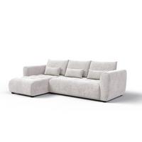 ECKSOFA SORENO 4-Sitzer, ecru - Ecru/Schwarz, Holz/Textil (293/171cm) - Wozimo