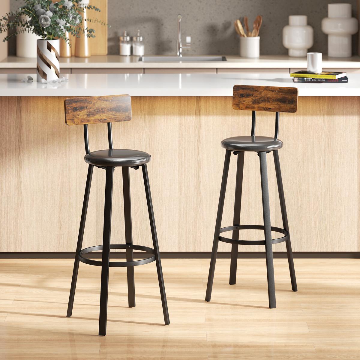 BARHOCKER 2er Set Spanplatte Metall Rustikal-Braun Schwarz - Schwarz/Braun, Kunststoff/Metall (36.5/99.5/41.6cm) - HOMCOM