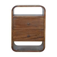 NACHTKASTEN Kastanie Geschwungen, 2 Schubladen und 2 Offene Fächer, Dunkelbraun - Dunkelbraun/Messingfarben, Holz/Metall (40/55/35cm) - Artisan Furniture