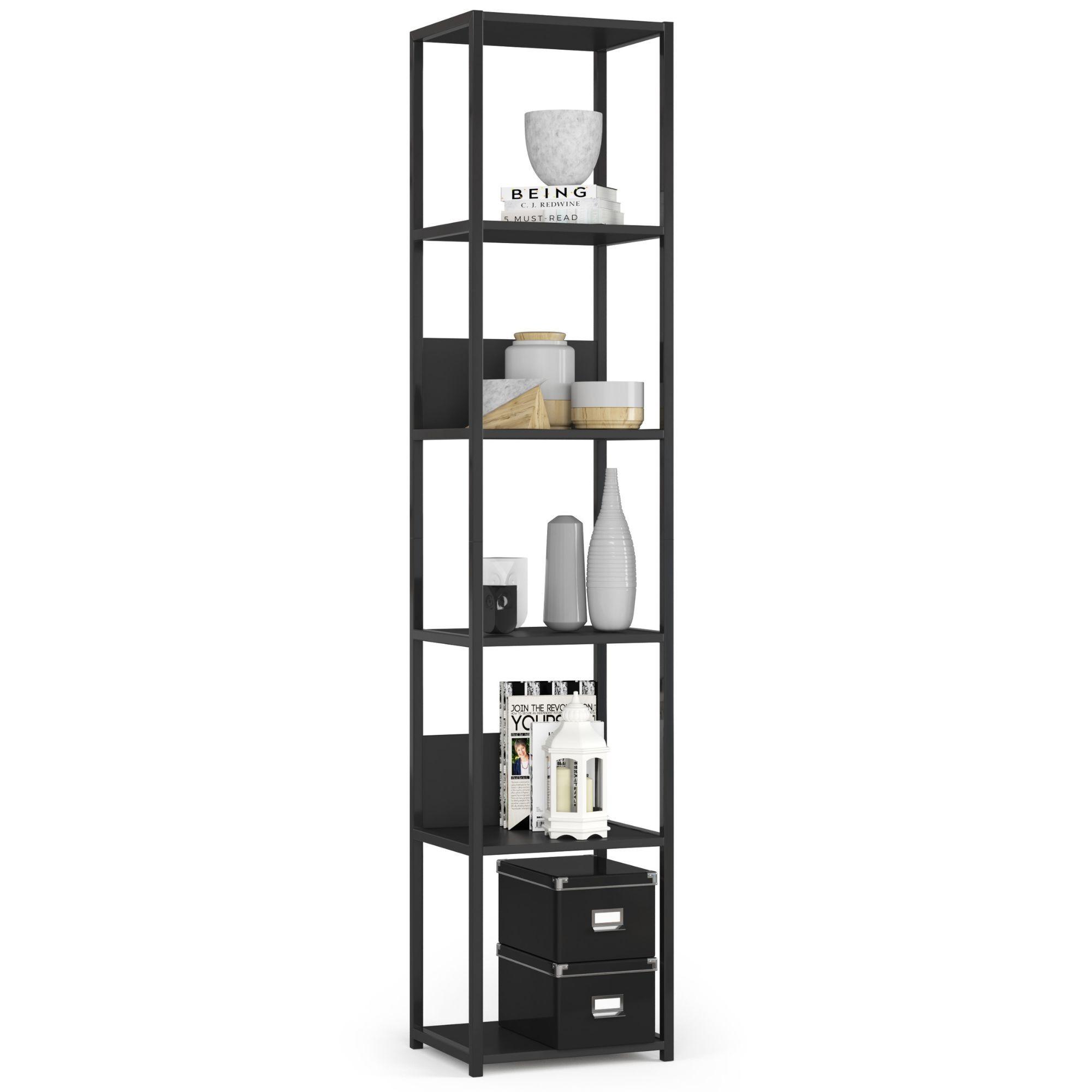 STANDREGAL Schwarz, Schwarz 192/40/32 - Schwarz, Holzwerkstoff (40/192/32cm) - RAUMHIRSCH FURNITURE