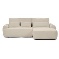 ECKSCHLAFSOFA Oliver im Bouclé-Gewebe, Beige, rechts - Beige/Schwarz, Textil (266/160cm) - Beautysofa