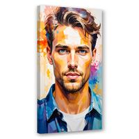 LEINWANDBILD Porträt Mann Modell 50x100cm - Multicolor, Textil (50/100cm) - Feeby