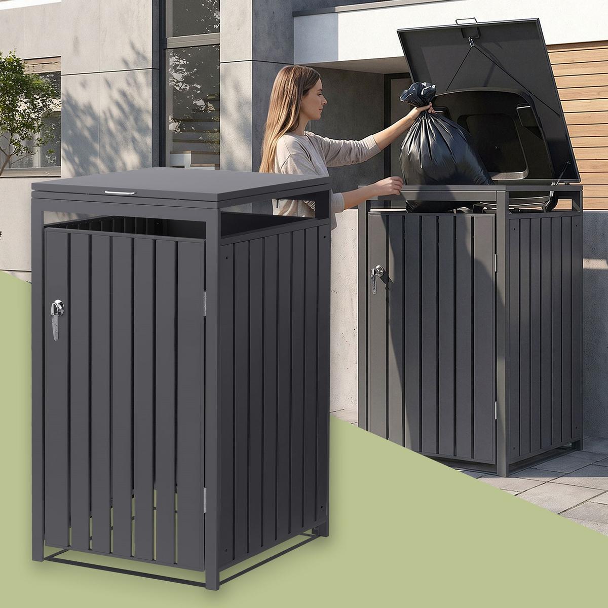 MÜLLTONNENBOX 1er Anthrazit - Anthrazit, Metall (68/120/80cm) - ML-DESIGN