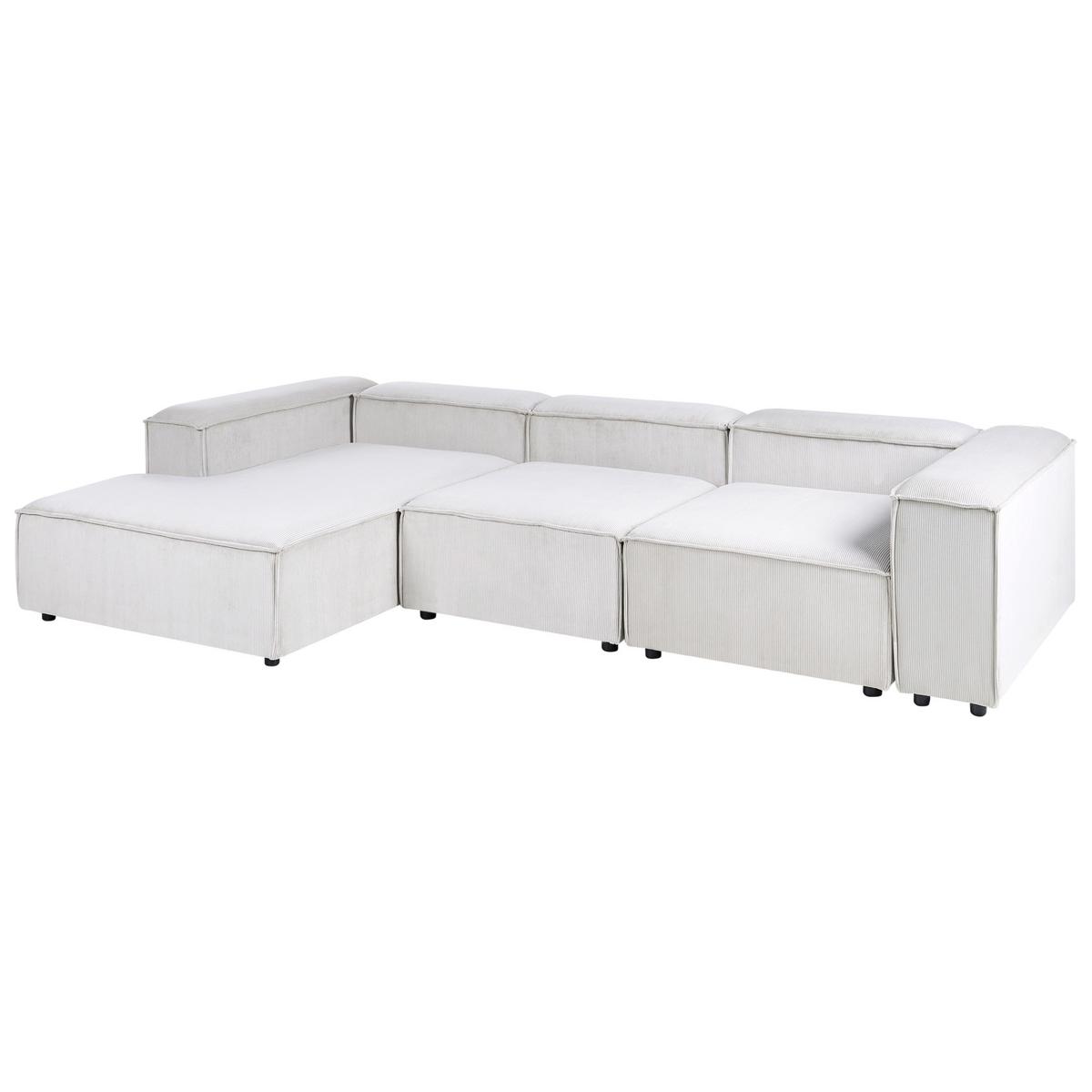 ECKSOFA Modul 4-Sitzer rechtsseitig Cremeweiß Cord Ardal - Creme/Schwarz, Textil (326/180cm) - Beliani