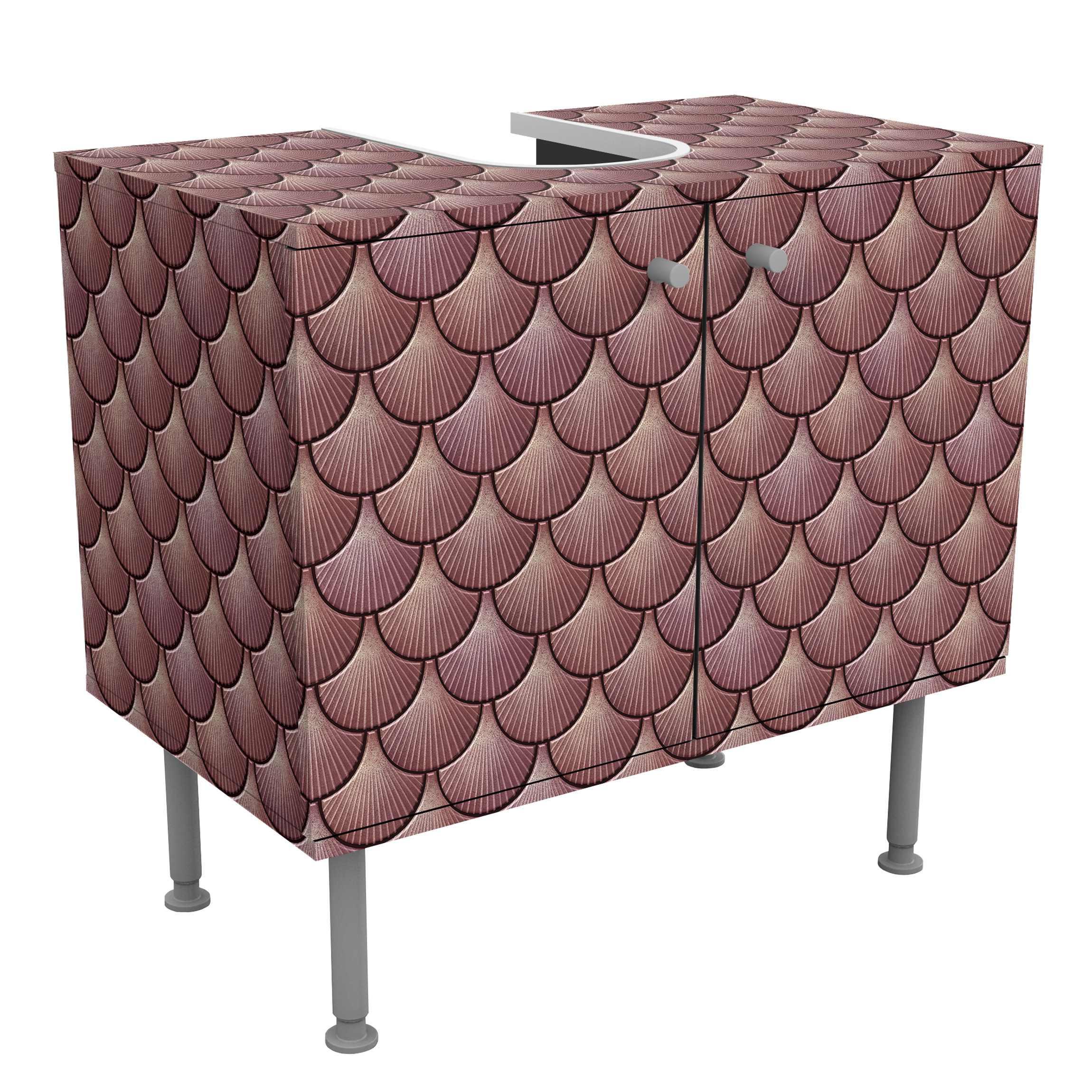 WASCHBECKENUNTERSCHRANK Muschel Fliesen Keramikoptik Rosa 60/55/35 cm - Rosa, Holzwerkstoff (60/55/35cm) - Bilderwelten