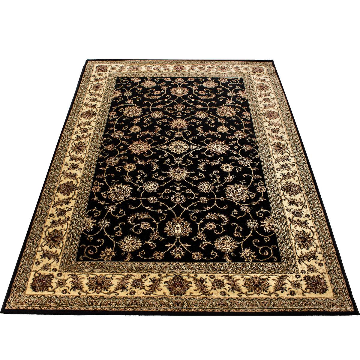 KURZFLORTEPPICH TANNHEIM, orientalisch, aus Polypropylen, Schwarz, 80 x 150 cm - Beige, Textil (150/80cm) - KADIMA DESIGN