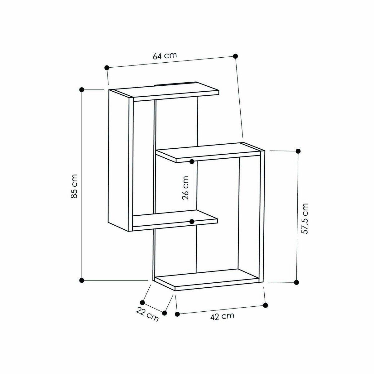 WANDREGAL in Eiche-Dekor und Anthrazitgrau 64/22/85 cm - Anthrazit, Holzwerkstoff (22/85/64cm) - Calicosy