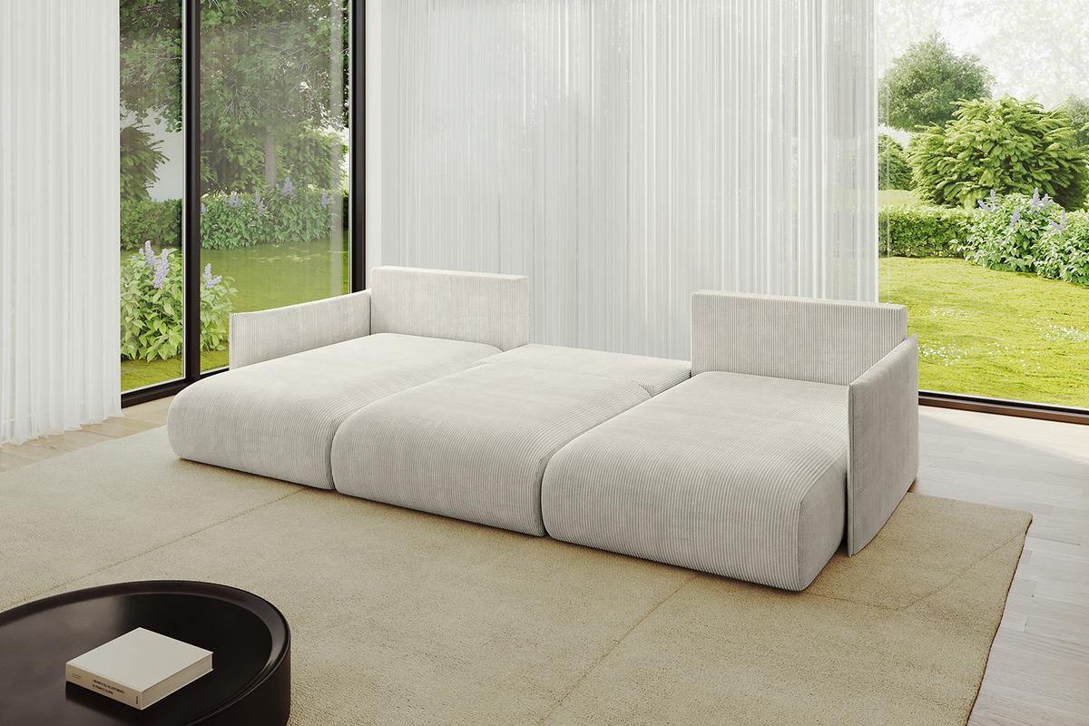 WOHNLANDSCHAFT mit Schlaffunktion und Bettkasten ONESK-U 317x177x72 Creme Cord - Ecru/Creme, Holzwerkstoff/Kunststoff (317/72/177cm) - ALTDECOR