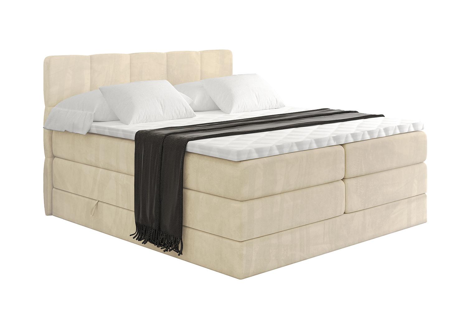 BOXSPRINGBETT mit Matratze H3|H4 und Lattenrost - LIRO KING-180x200 - Beige Monolith - Beige, Holzwerkstoff (180/200cm) - ALTDECOR