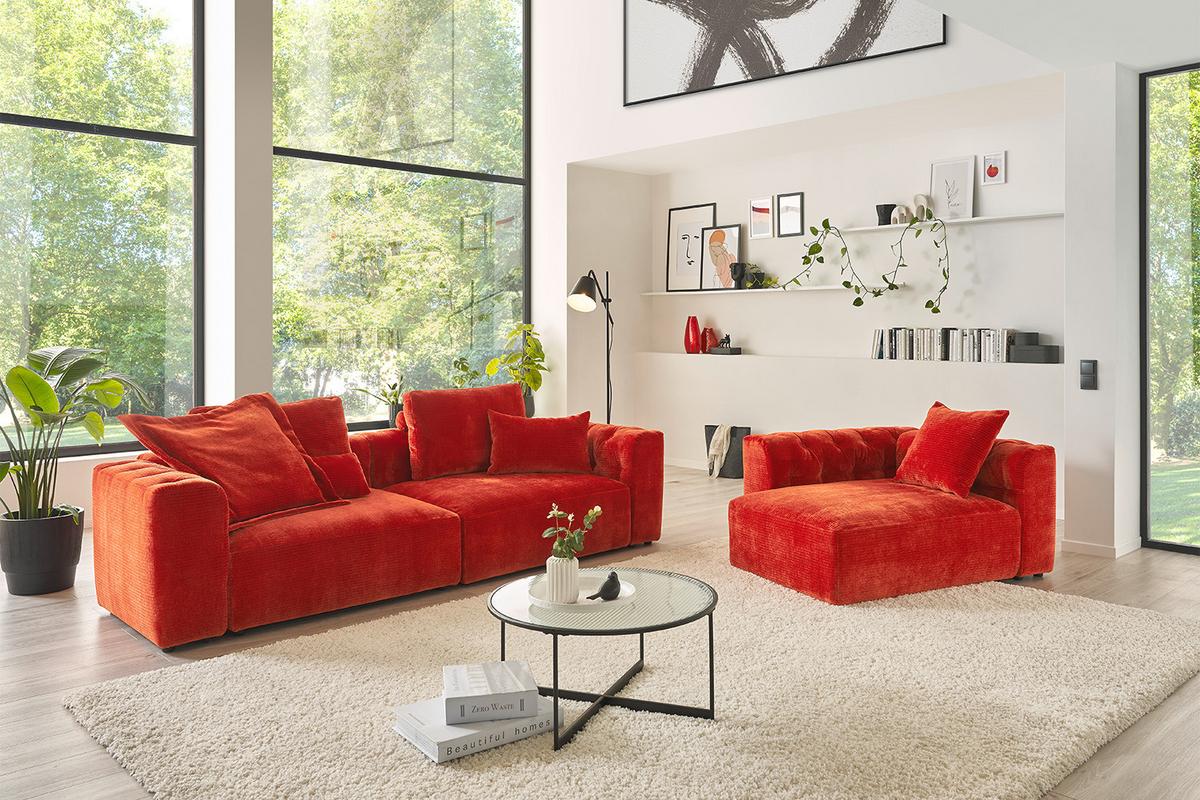 FLATTERKISSEN MEDIUM SEPHI Rot Cord - Rot, Textil (75/75cm) - KAWOLA