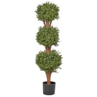 KUNSTPFLANZE im Blumentopf 120 cm Grün/Dunkler Holzfarbton Buxus Ball Tree - Dunkelbraun/Grün, Kunststoff (120cm) - Beliani