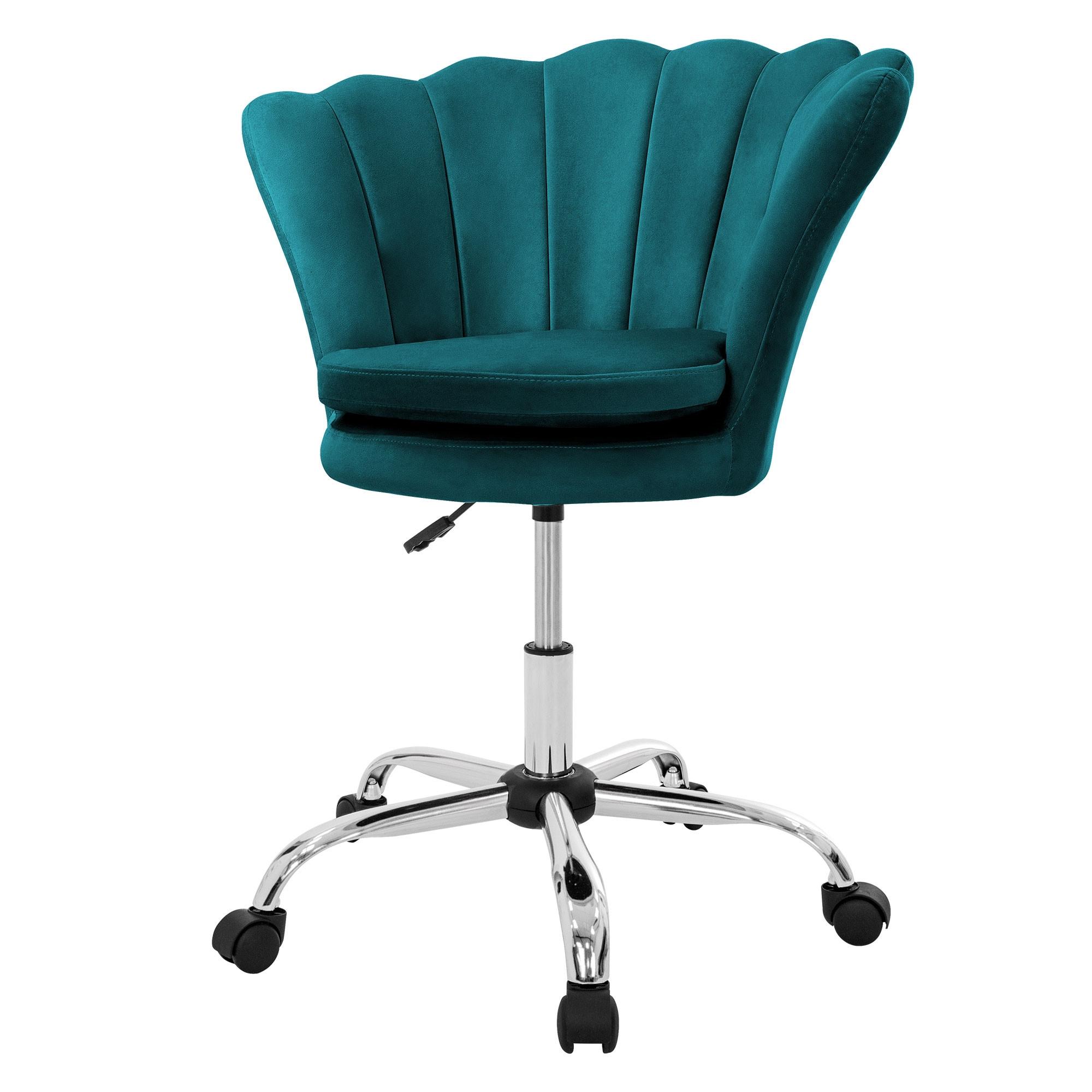 BÜROSTUHL Samt Petrol - Türkis, Metall (68/90/68cm) - ML-DESIGN