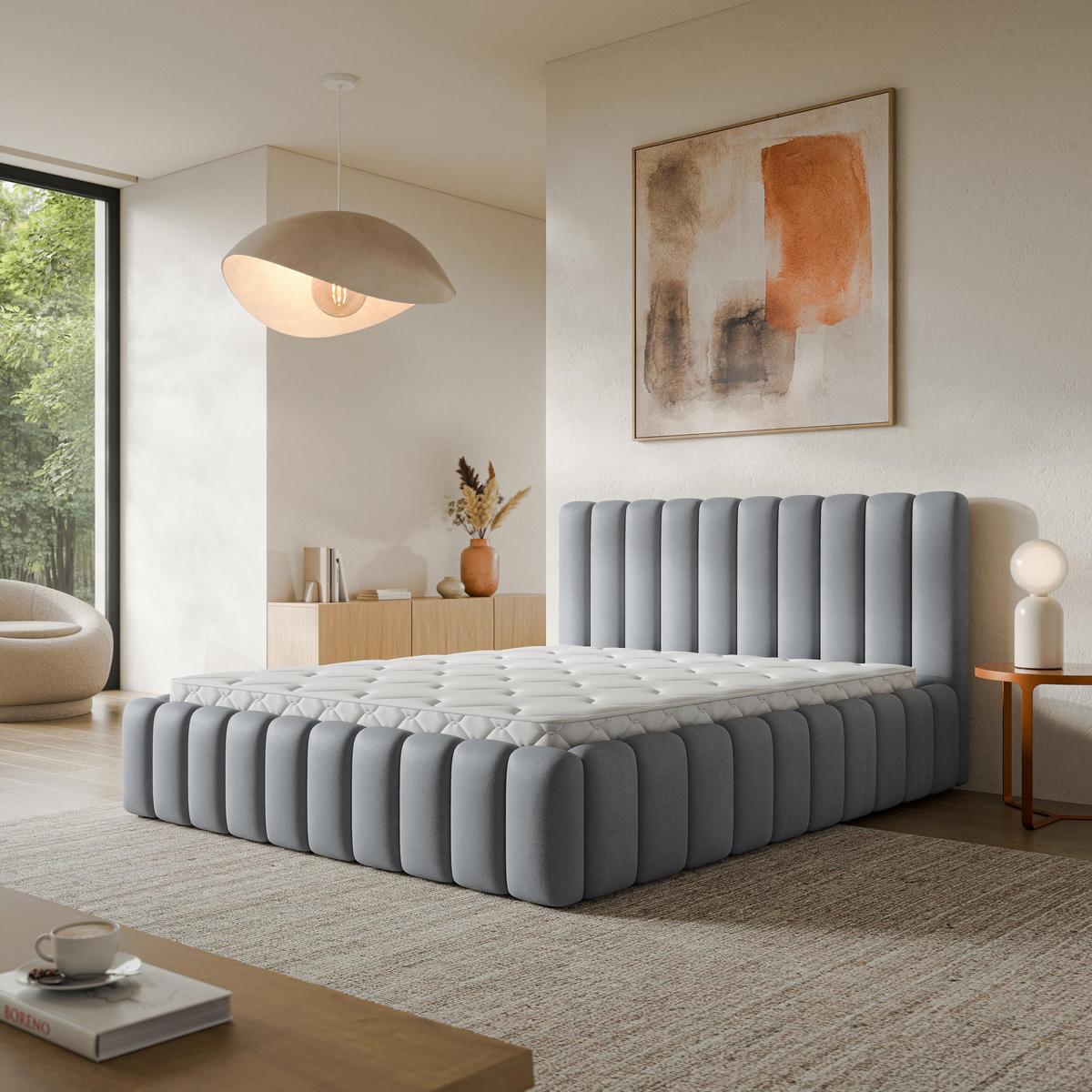 POLSTERBETT TEBA 120x200 cm mit Bettkästen - Grau - Grau, Holz/Textil (120/200cm) - MASSENO