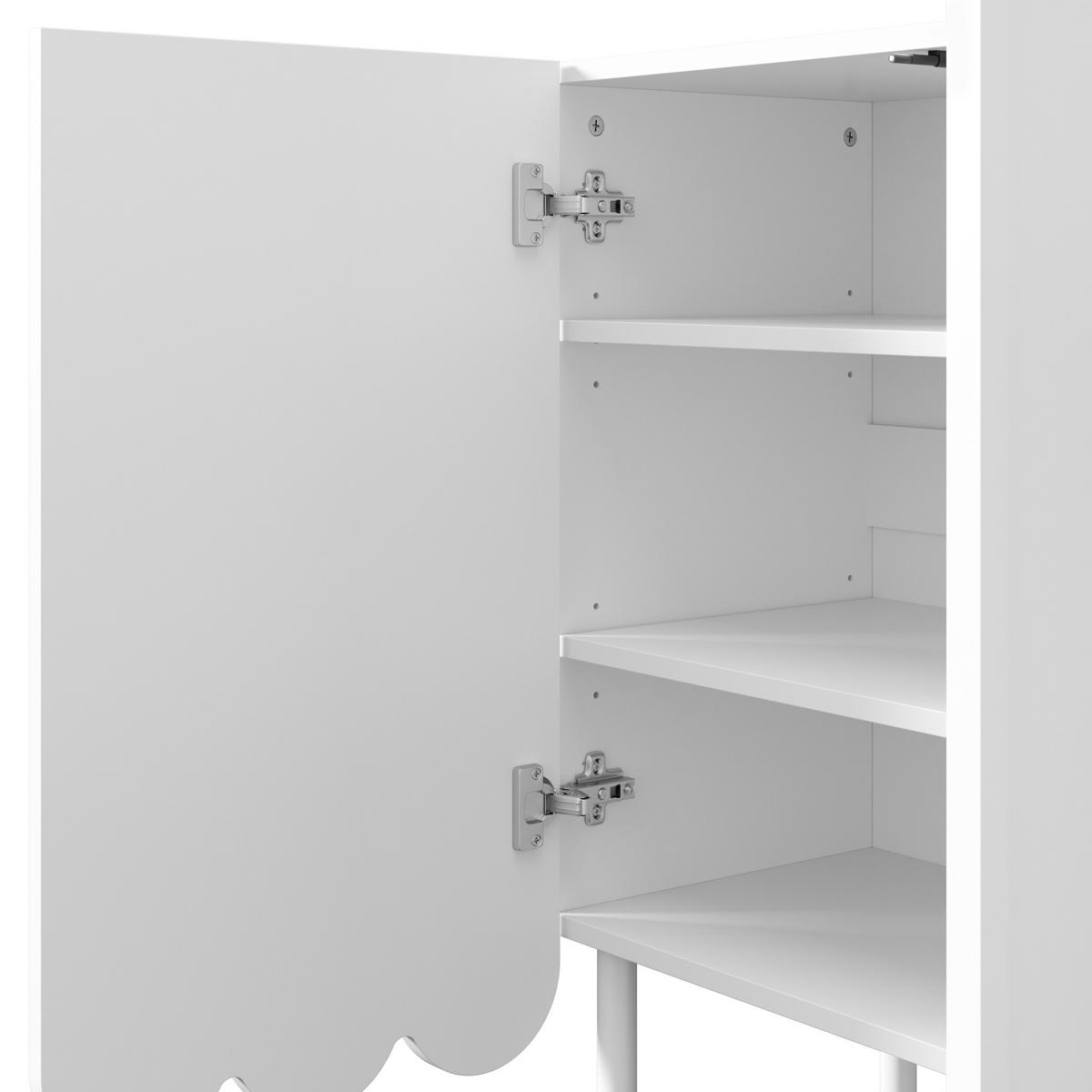 SIDEBOARD mdf in weiß mit wellentüren, push-to-open & verstellbaren einlegeböden - Weiß, Holzwerkstoff/Metall (120/80/35cm) - Urban Meuble