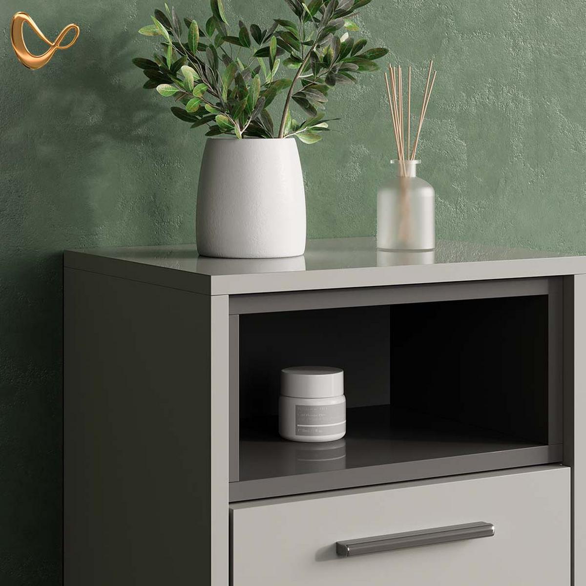 BADMÖBEL-SET Temo Grau 3 Teile - Grau, Holzwerkstoff (80/64/40cm) - Livinity®