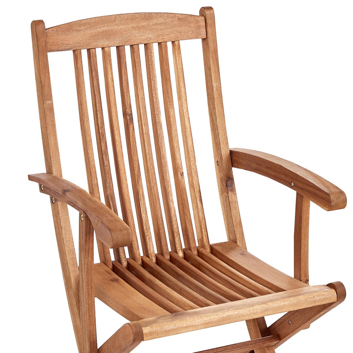 GARTENSTUHL 2er-Set Akazienholz Cremeweiß Maui - Silberfarben/Schwarz, Holz (46/92/48cm) - Beliani