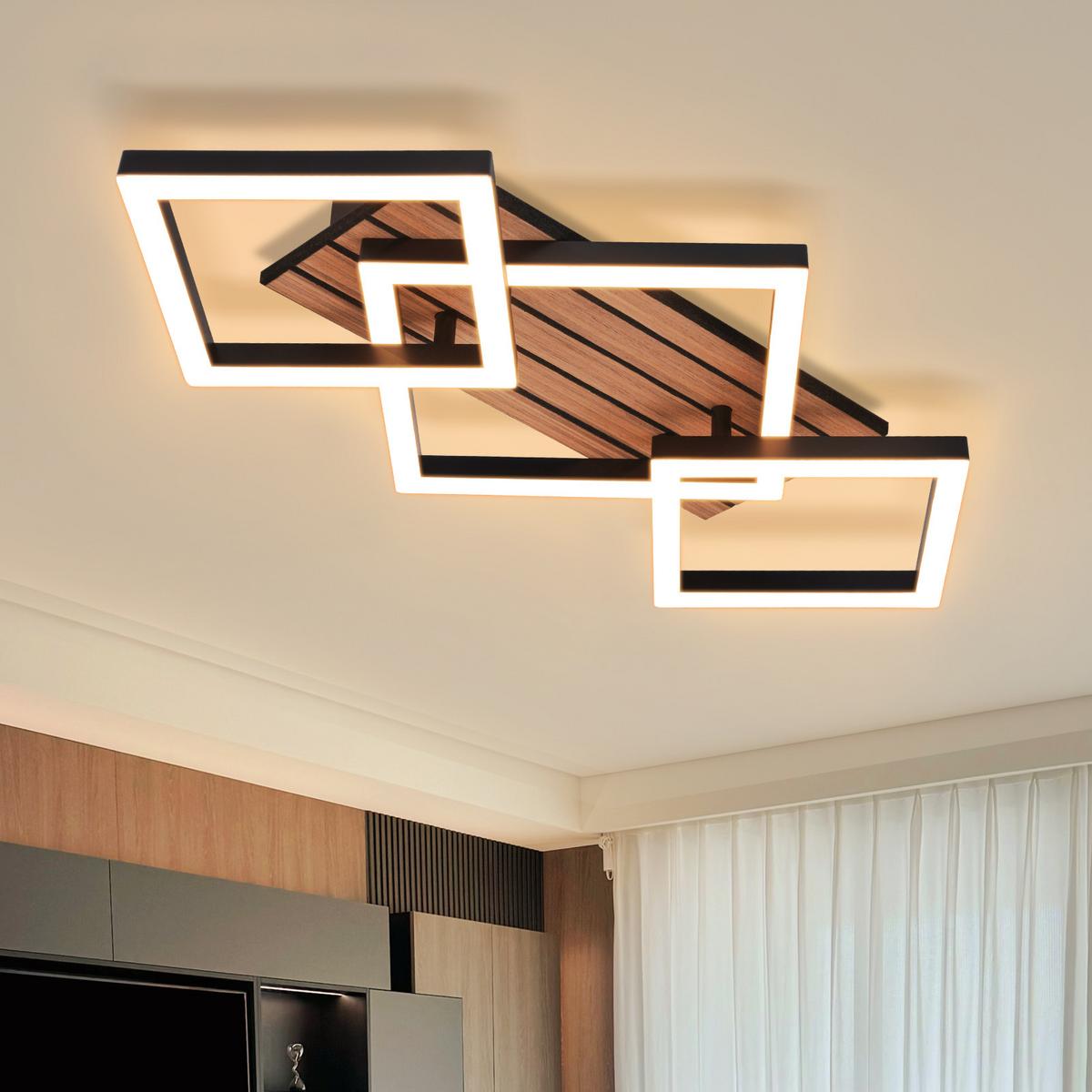LED DECKENLEUCHTE Daxenli 58/31/8 cm - Schwarz, Kunststoff/Metall (58/31/8cm) - ZMH
