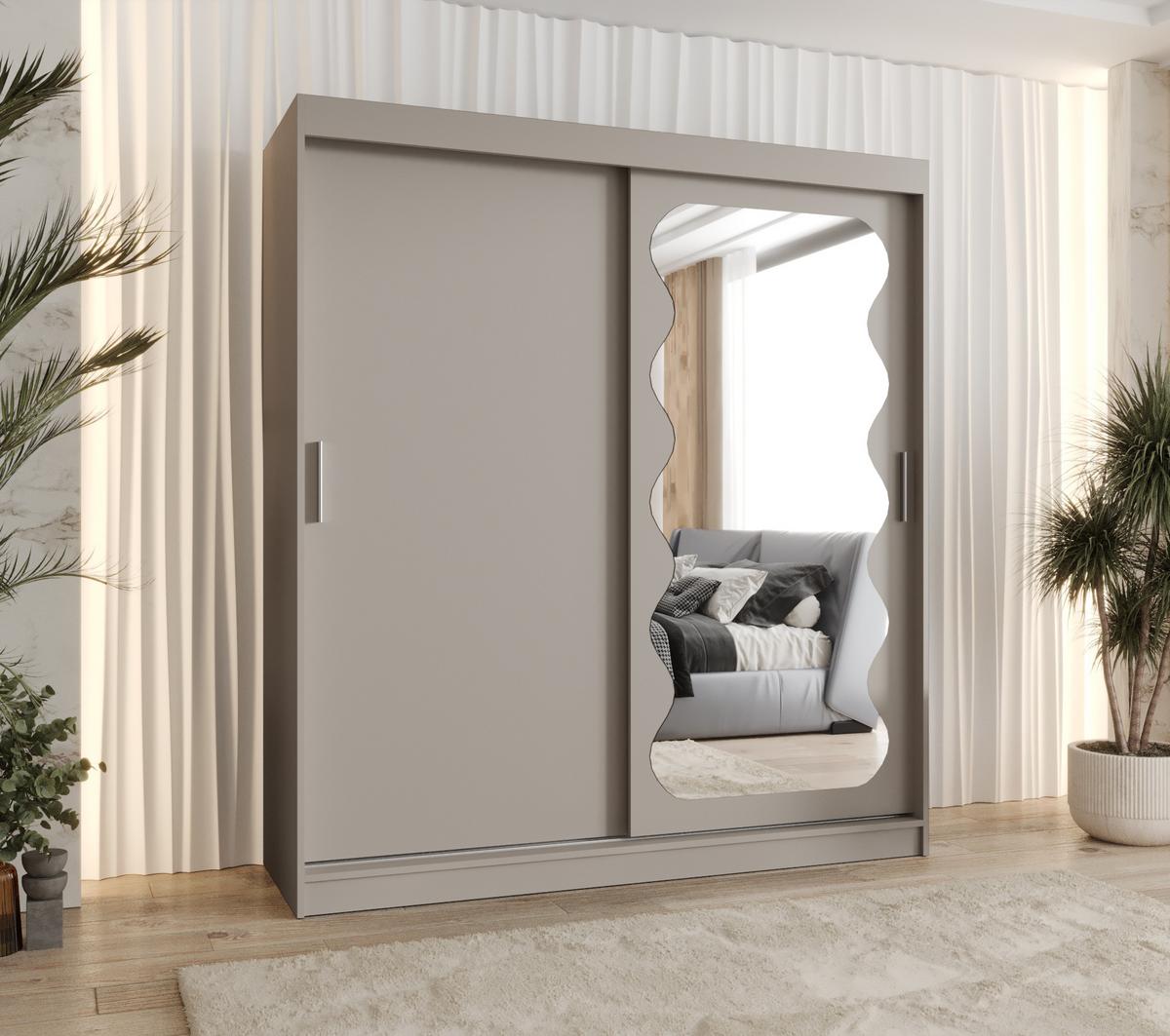 SCHIEBETÜRENSCHRANK mit Spiegel SPOTI 200/180/62 2-türig - Kaschmir/Silberfarben, Holz (180/200/62cm) - MÖBEL KRYSPOL