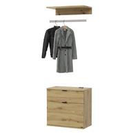 GARDEROBEN-SET Artisan Eiche 61 cm, Komplettset mit Kleiderstange - Schwarz/Eiche Artisan, Holzwerkstoff/Metall (61/79/34cm) - Inn.Furn