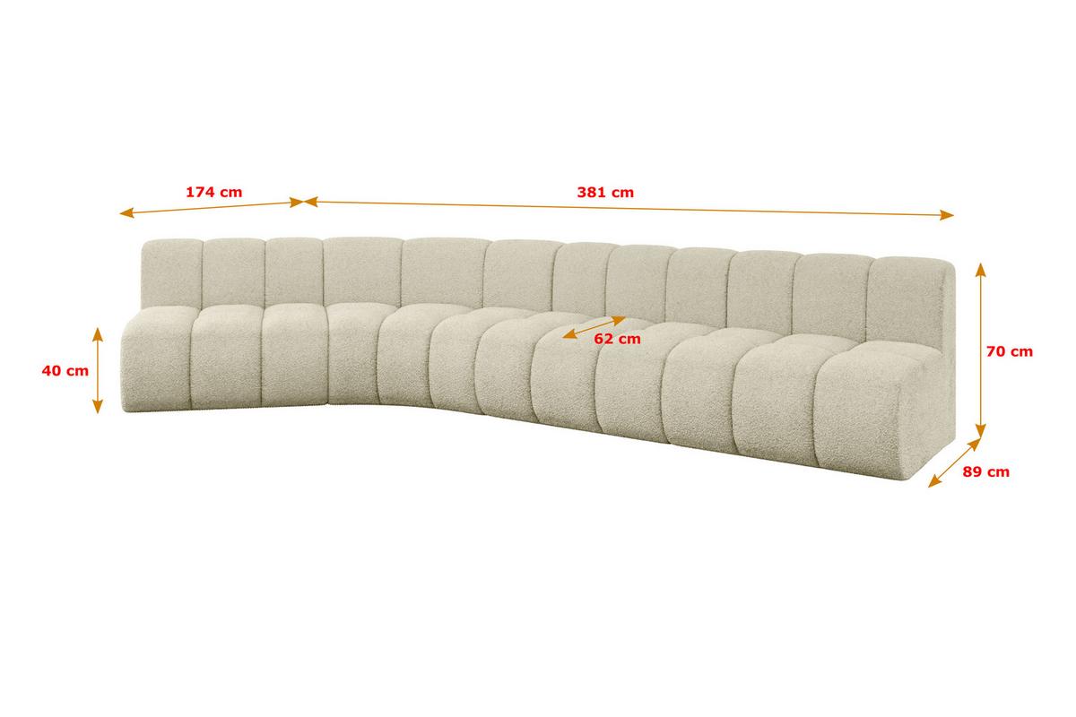 ECKSOFA modulares Sofa Montra-L2 - 381x174x70 cm Beige - Beige, Holzwerkstoff/Textil (381/174cm) - ALTDECOR