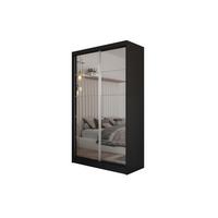 SCHWEBETÜRENSCHRANK FIORELLA 120/216/61 cm 2-türig mit Spiegel Schwarz - Schwarz, Holzwerkstoff (120/216/61cm) - MASSENO