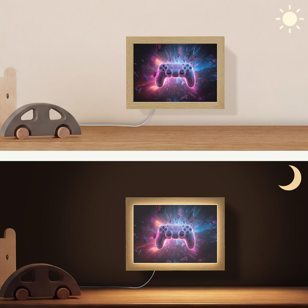 WANDLEUCHTE Controller - Neon - Explosion - Abstrakt 20x15 cm - Violett, Holzwerkstoff (20/15/8cm) - OnlyWow